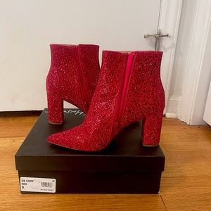 Betsey Johnson Cady Rhinestone Bootie - Red - Size 9